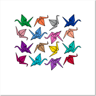 Origami Cranes Colorful Palette Posters and Art